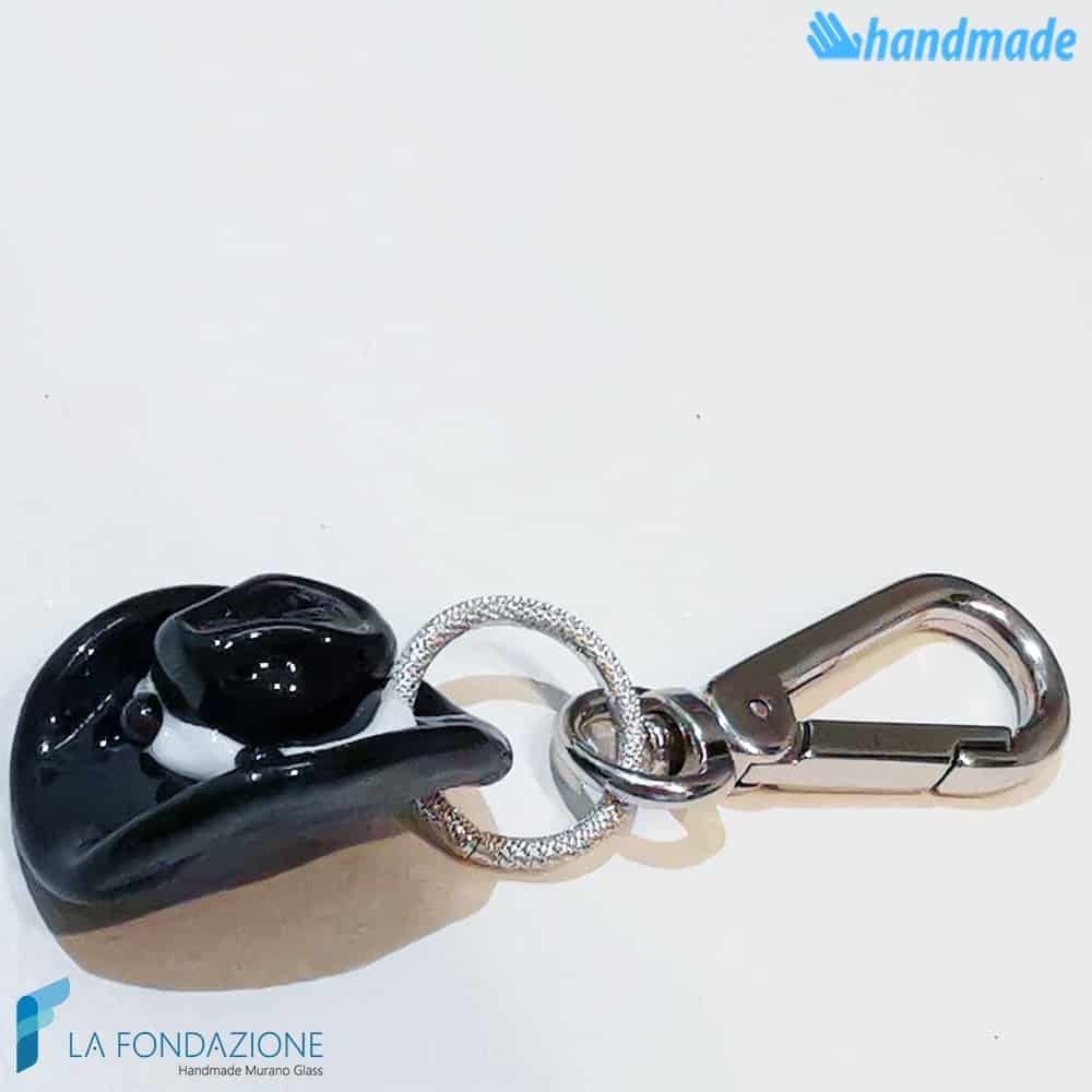 Keychain Horse Rider Black made in Murano glass - KEY003