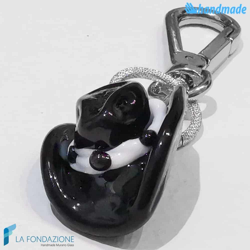 Portachiavi Horse Rider Black in vetro di Murano - KEY003