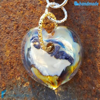 Keychain Chalcedony Heart Ivory made in Murano glass - KEY010