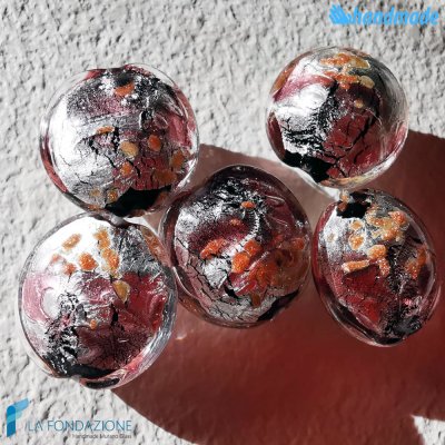 Perle Schisse Onda Rosa 16mm in vetro di Murano - PERLA001