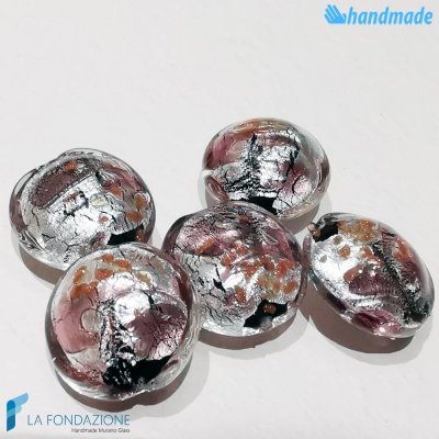 Perle Schisse Onda Rosa 16mm in vetro di Murano - PERLA001
