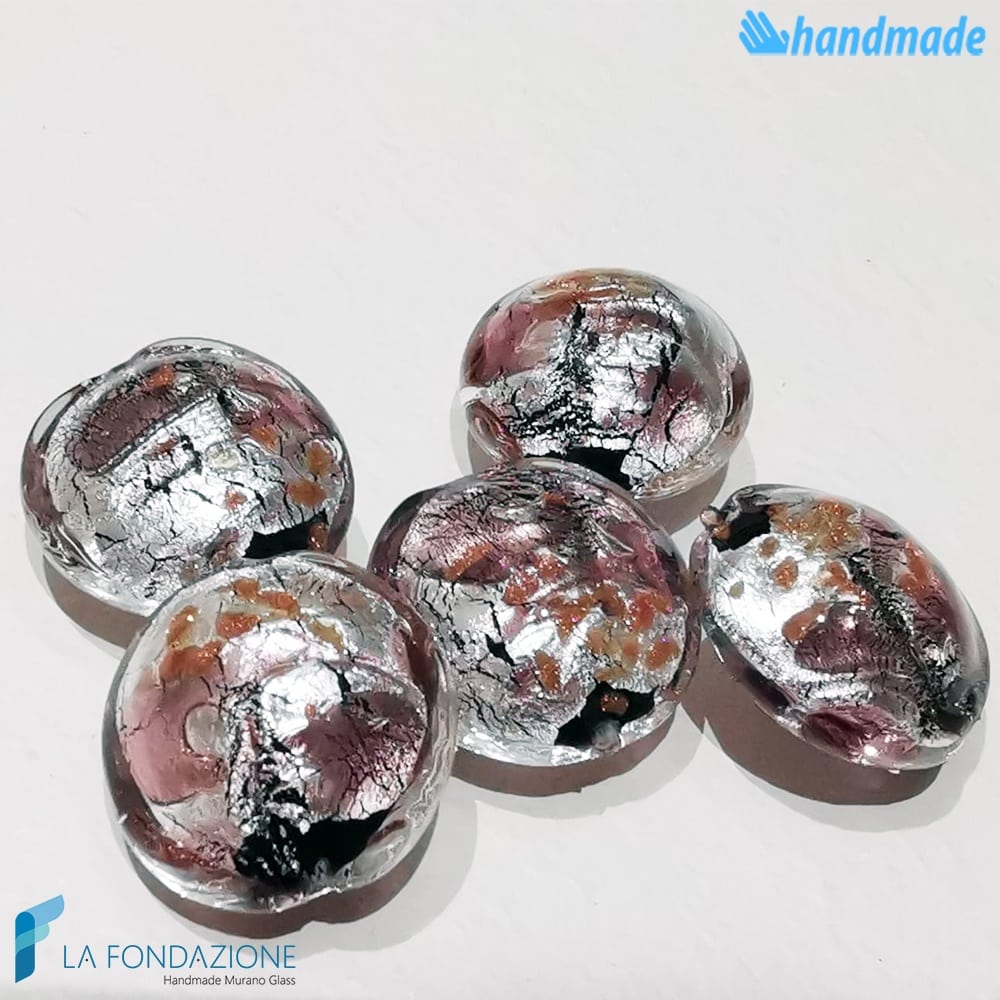 Perle Schisse Onda Rosa 16mm in vetro di Murano - PERLA001