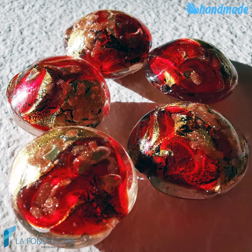 Pearls Schisse Red Wave 16mm made in Murano glass - PERLA002