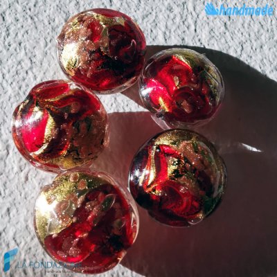 Pearls Schisse Red Wave 16mm made in Murano glass - PERLA002
