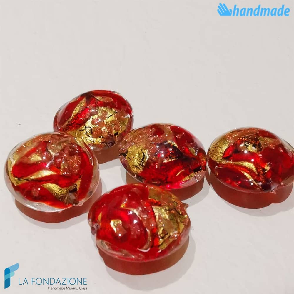 Perle Schisse Onda Rossa 16mm in vetro di Murano - PERLA002