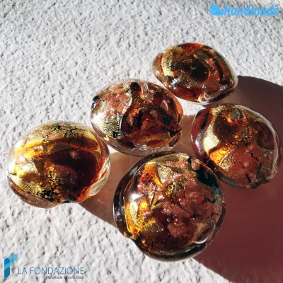 Amber Pearls Schisse Wave 16mm made in Murano glass - PERLA004