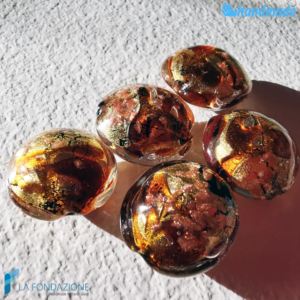 Amber Pearls Schisse Wave 16mm made in Murano glass - PERLA004