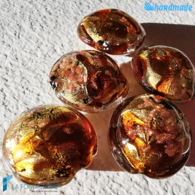 Amber Pearls Schisse Wave 16mm made in Murano glass - PERLA004