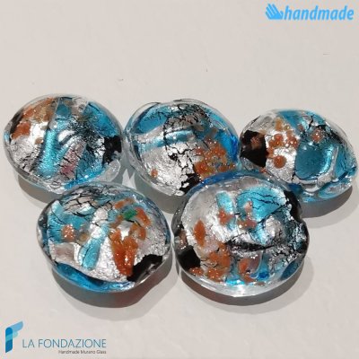 Light Blue Pearls Schisse Wave 16mm made in Murano glass - PERLA005