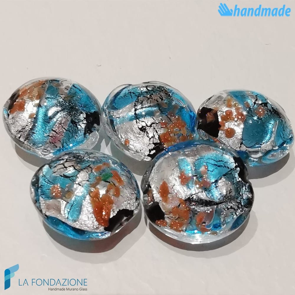 Perle Schisse Onda Azzurra in vetro di Murano - PERLA005