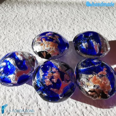 Blue Pearls Schisse Wave 16mm made in Murano glass - PERLA007