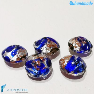 Blue Pearls Schisse Wave 16mm made in Murano glass - PERLA007