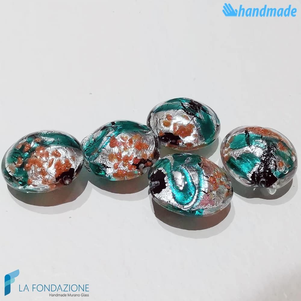 Perle Schisse Onda Verde Acqua in vetro di Murano - PERLA008