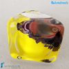 Anello Cubo Calcedonio Limone in vetro di Murano - RINGS0075