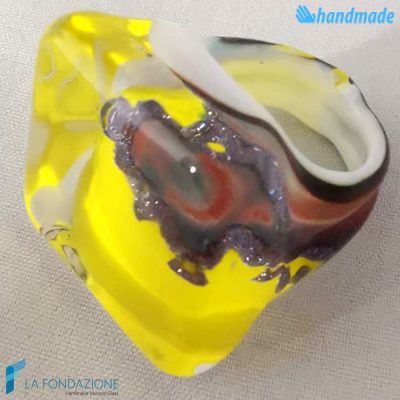 Lemon Chalcedony Cube Ring made in Murano glass - RINGS0075