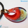 Pendente Goccia Calcedonio Rosso con collarino in rete di cristalli in vetro di Murano - PEND0054