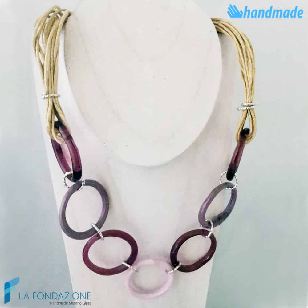Eco circles necklace made in Murano glass - COLL0097