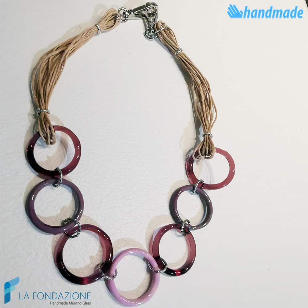 Collana Eco Cerchi in vetro di Murano - COLL0097