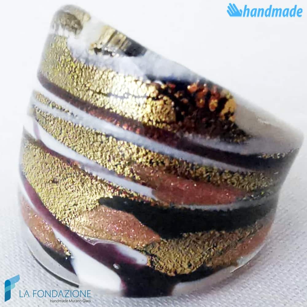 Zeus - Anello fedina a fascia in vetro di Murano - RINGS0096