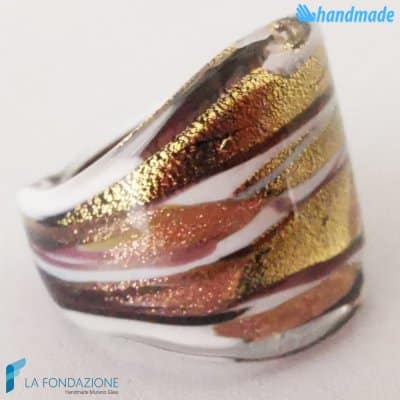 Zeus - Anello fedina a fascia in vetro di Murano - RINGS0096