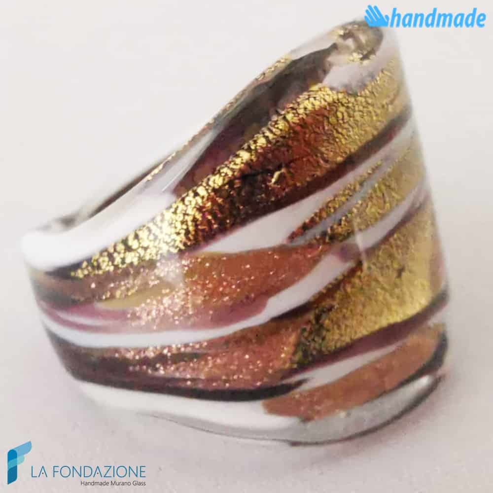 Zeus - Anello fedina a fascia in vetro di Murano - RINGS0096