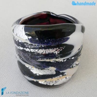 Zebra – Handmade Murano glass band ring with aventurine - RINGS0097