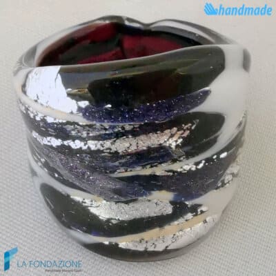 Zebra - Anello fedina a fascia in vetro di Murano - RINGS0097