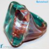 Teal Green Chalcedony Cube Band Ring made in Murano glass - RINGS0098