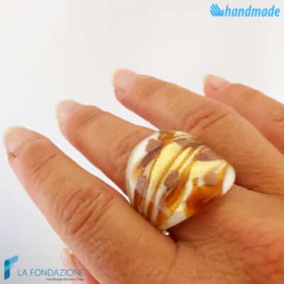 Caramello - Anello fedina a fascia in vetro di Murano - RINGS0100
