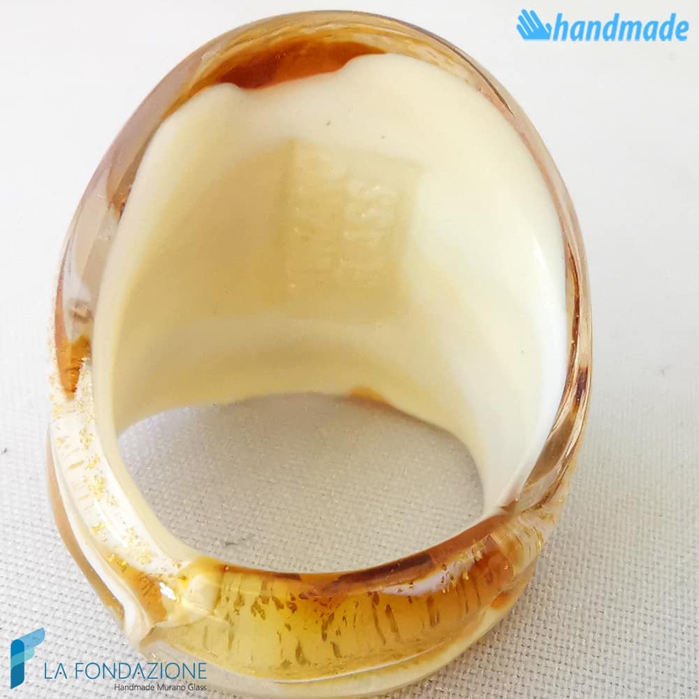 Caramello - Anello fedina a fascia in vetro di Murano - RINGS0100