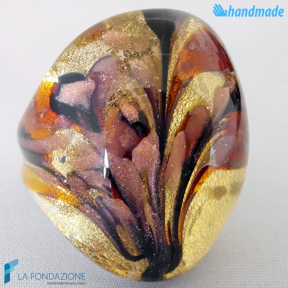Peacock - Band ring made in Murano glass - RINGS0102