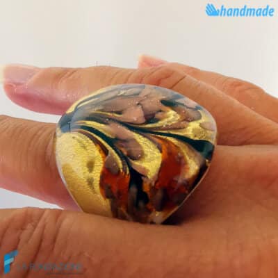 Peacock - Band ring made in Murano glass - RINGS0102