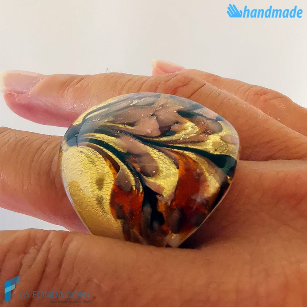 Peacock - Band ring made in Murano glass - RINGS0102