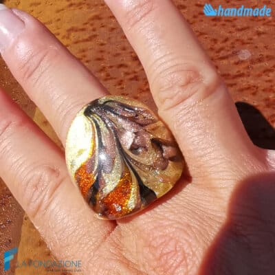 Peacock - Band ring made in Murano glass - RINGS0102