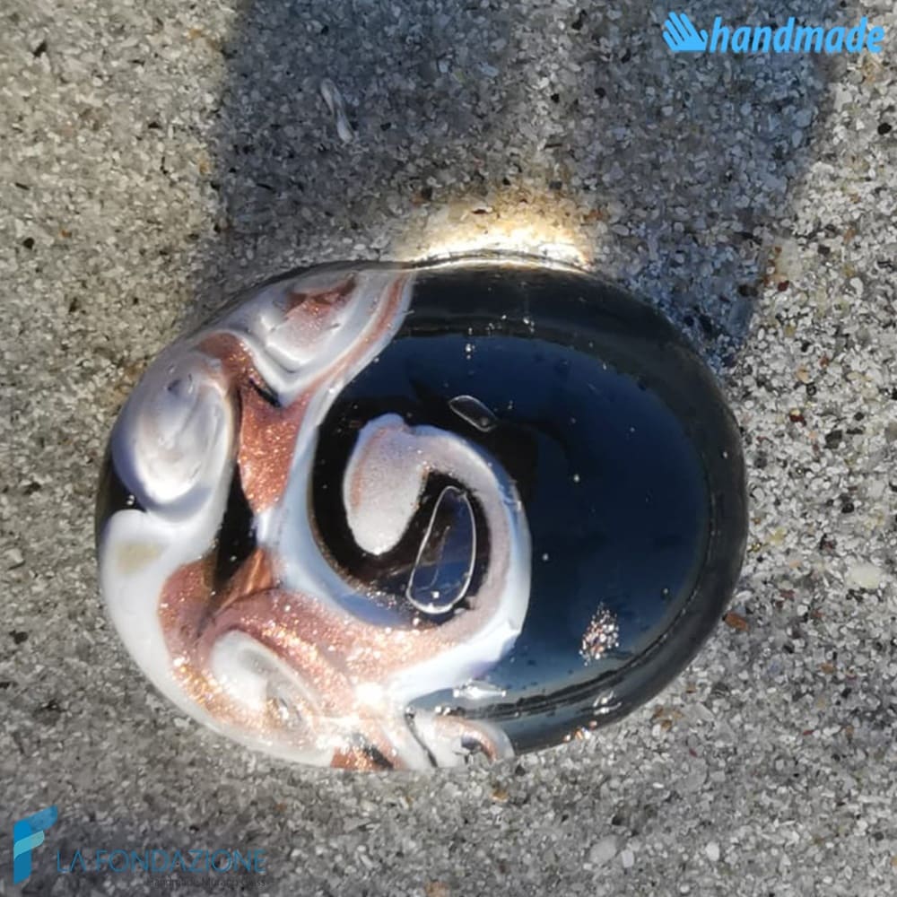 Vortex Avventurine Black-White made in Murano glass - RINGS0105