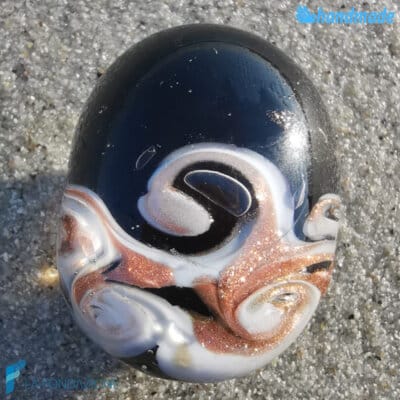 Vortex Avventurine Black-White made in Murano glass - RINGS0105