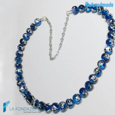 Blue maculé pearl necklace made in Murano glass - COLL0102