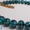 aqua green maculé pearl necklace made in Murano glass - COLL0103
