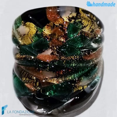 Anello Arlecchino Foresta in vetro di Murano fatto a mano - RINGS0094