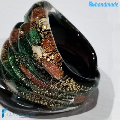Anello Arlecchino Foresta in vetro di Murano fatto a mano - RINGS0094
