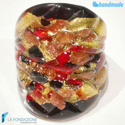 Harlequin Ring Ancient Rome Handmade Murano glass band ring - RINGS0095