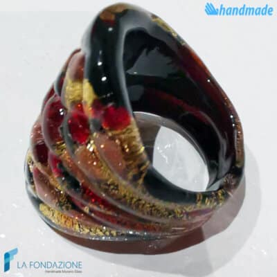 Anello Arlecchino Antica Roma in vetro di Murano fatto a mano - RINGS0095