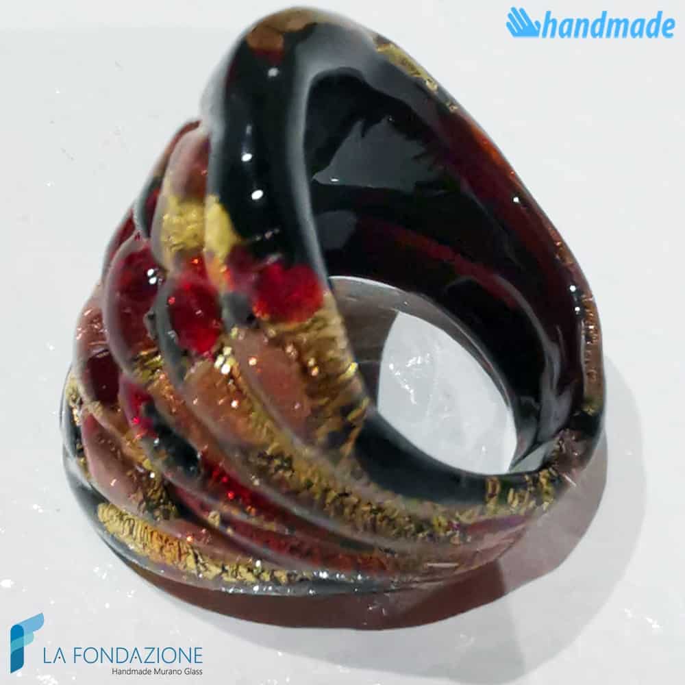 Anello Arlecchino Antica Roma in vetro di Murano fatto a mano - RINGS0095