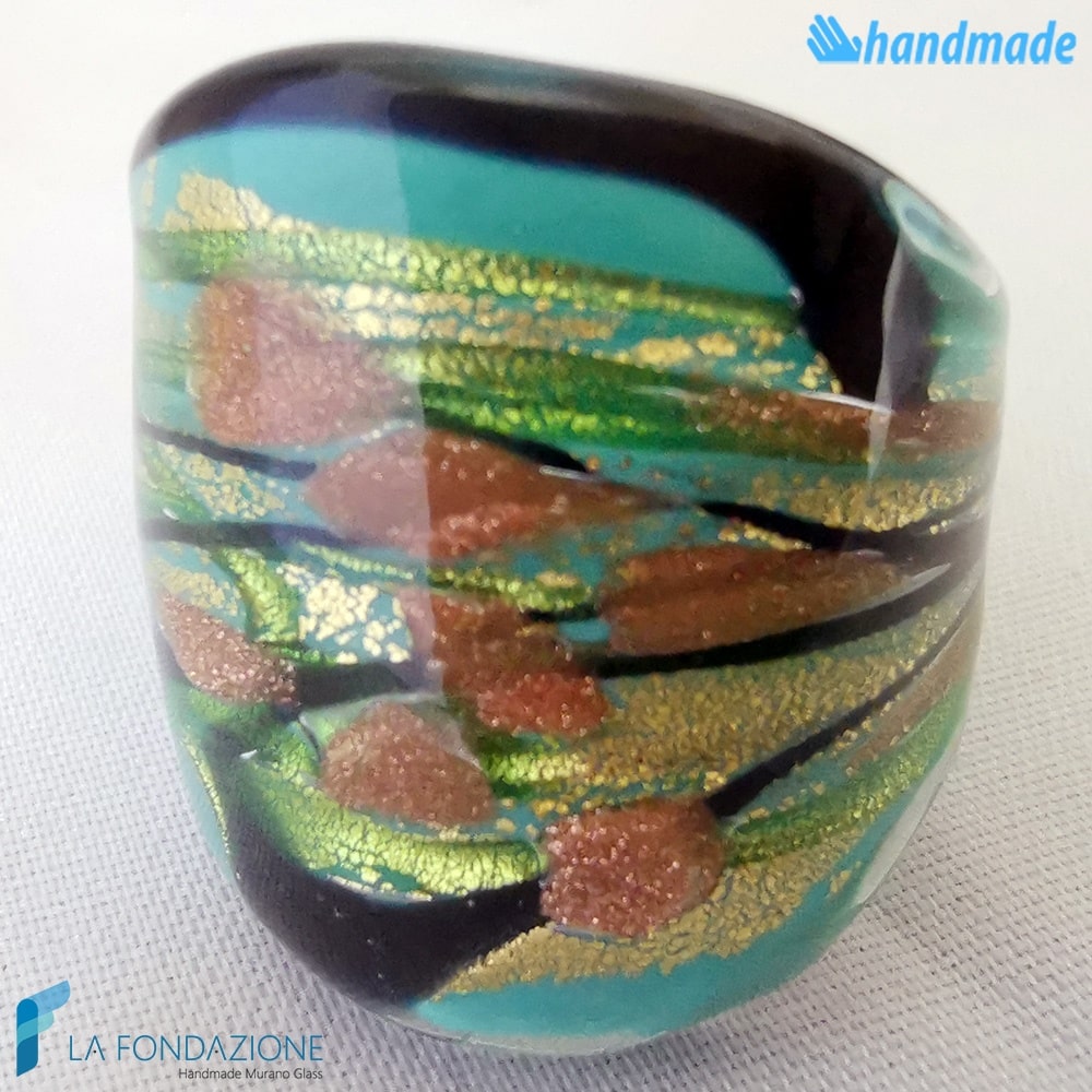 Lake – Handmade Murano glass band ring - RINGS0106