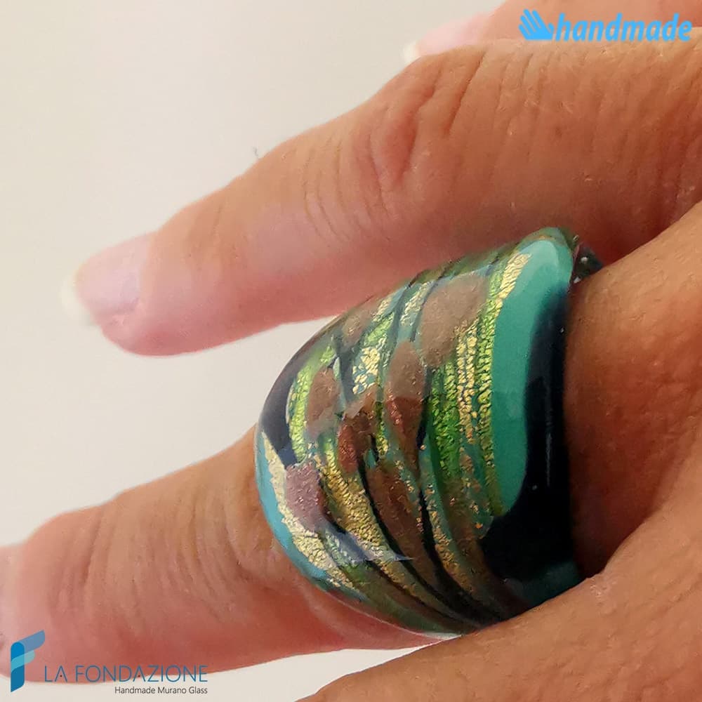 Lake – Handmade Murano glass band ring - RINGS0106