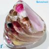 Harlequin black cherry Handmade Murano glass band ring - RINGS0107