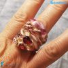 Harlequin black cherry Handmade Murano glass band ring - RINGS0107