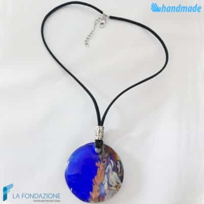 Pendente Disco Calcedonio Blu elettrico - La Fondazione - PEND0068