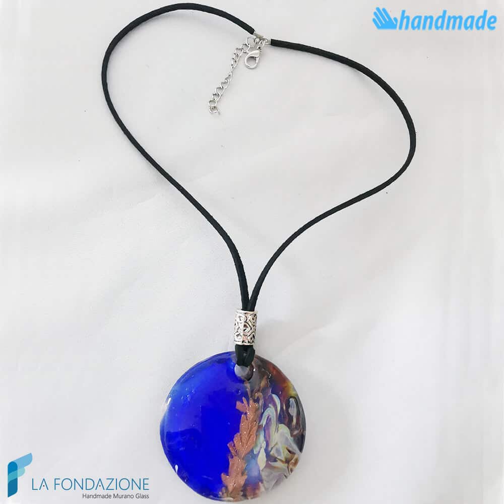 Pendente Disco Calcedonio Blu elettrico - La Fondazione - PEND0068