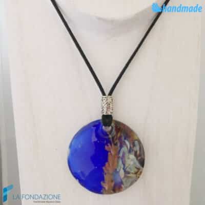 Blue Chalcedony Disc Pendant - La Fondazione - PEND0068